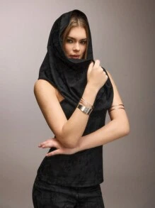 SHEIN SXY 2 件套高弹力图案慕尼黑啤酒节女装，秋冬季 - 黑色 - 查看 4
