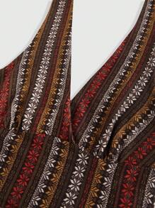 ROMWE Áo ba lỗ dây cổ điển phong cách hippie cho nữ - màu nâu - Xem 3