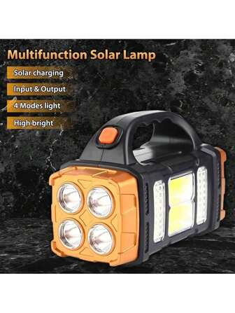Waterproof Solar Camping Light - High Performance LED Flashlight, Super Bright & Rechargeable, Suitable For Outdoor Exploration, Ideal Choice For Hiking, Tent Lighting, And Night Tour