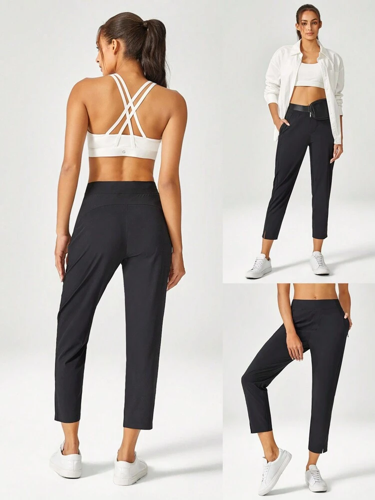 Pantalon de travail fendu ultra-léger à séchage rapide VitalSwift, coupe près du corps, avec poches latérales, décontracté pour l\'été