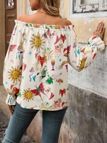 SHEIN VCAY Women Butterfly Blouses - Multicolor - View 2