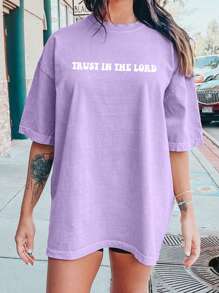 INAWLY Camiseta suelta de mujer de manga caída con estampado de eslogan para el verano, blusas gráficas para mujeres