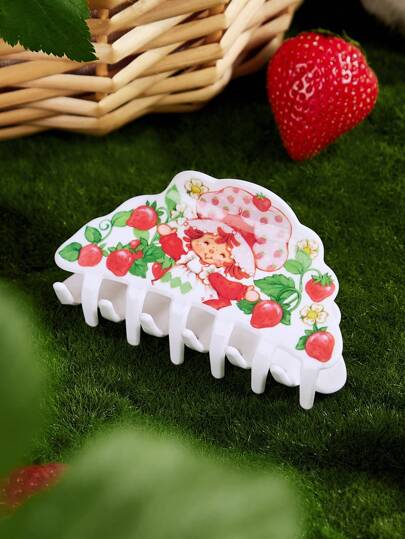 Strawberry Shortcake X SHEIN 卡通人物草莓图案发夹，日常佩戴，送礼佳品，春夏度假皆宜