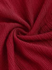 Sweetra 2pcs/Set Summer Sexy Asymmetrical Shoulder Crop Top And Ruched Slit Wrap Skirt For New Year Clothes - Red - View 4