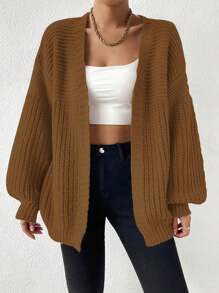 Chiquease Cárdigan informal de unicolor con hombros caídos para mujer, otoño/invierno - Marrón - Ver 6