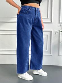 RueChic Plus High Waist Wide Leg Jeans