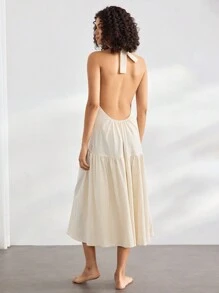 Ocili Đầm thường ngày vải cotton mềm mại viền bèo nhún mặc ở nhà 100% - trắng - Xem 2