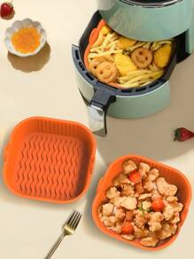 1入組矽膠正方型烤盤用紙，空氣炸鍋專用，廚房用蒸/燒烤墊 - 橘色 - 查看 1