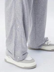 Manfinity NXTstreet Set de 2 piezas de talla grande de sudadera con capucha entallada suelta de punto y pantalón de chándal recto con cordón en la cintura para hombres