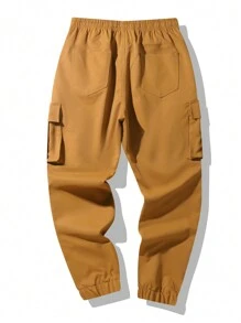 Manfinity Homme Men Casual Straight Leg Pocket Design Trousers - Coffee Brown - View 6