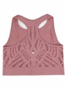 SHEIN Sports Plus Size Seamless Hollow Breathable Sports Top - Multicolor - View 4