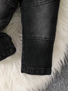 2pcs Baby Boy Thermal Lined Jacket And Casual Long Denim Pants Set - Brown - View 5