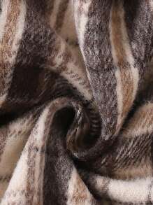 婴幼儿休闲棕色格子羊毛复合抓绒连帽拉链夹克外套，适合秋冬季宝宝，温暖又时尚 - 棕色 - 查看 7