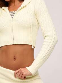 SHEIN BASICS Áo len nữ dài tay cổ chữ V màu trơn - Màu be - Xem 3