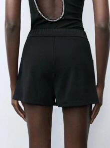Maija Quần short dự tiệc tua rua một vai dành cho nữ phù hợp với quần short mùa hè - màu đen - Xem 5