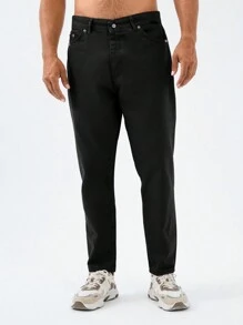 RueChic Men Solid Slant Pocket Jeans - Black - View 3
