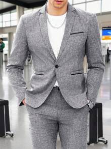 Manfinity Mode Hombres Pantalones con blazer con botón - Gris - Ver 1