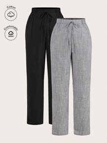 Elaquor Pantalones estrechos de unicolor informales de talla grande - Multicolor - Ver 1