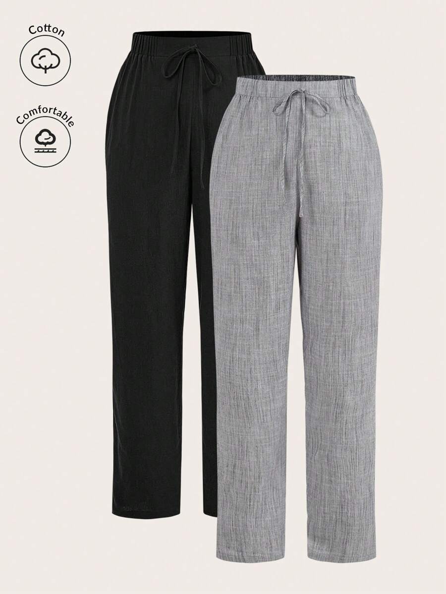 Elaquor Pantalones estrechos de unicolor informales de talla grande - Multicolor - Ver 1