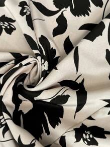 SHEIN Frenchy 大码花卉印花中长开衩裙、秋季半身裙、办公室服装