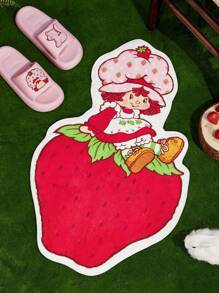 Strawberry Shortcake X SHEIN 1pc Cartoon Character & Strawberry Pattern Shaped Floor Mat