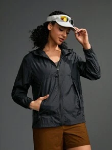 SHEIN Sports Damska sportowa kurtka do pracy na co dzień z kapturem i odzieżą sportową