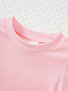 6pcs Baby Girls Ribbed Knit Long Sleeve Tops And Flared Pants Pajamas Set In Yellow, Pink And White, 3 Sets - Multicolor - View 4