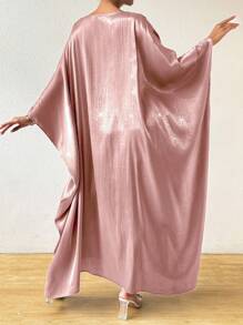 Rafferiza Women Round Neck Batwing Sleeve Solid Color Loose Casual Holiday Matching Dress Maxi Women Outfit