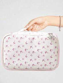 ROMWE Kawaii Cartoon Pink Cherry Large Capacity Portable Makeup Bag For Women - Multicolor - View 5