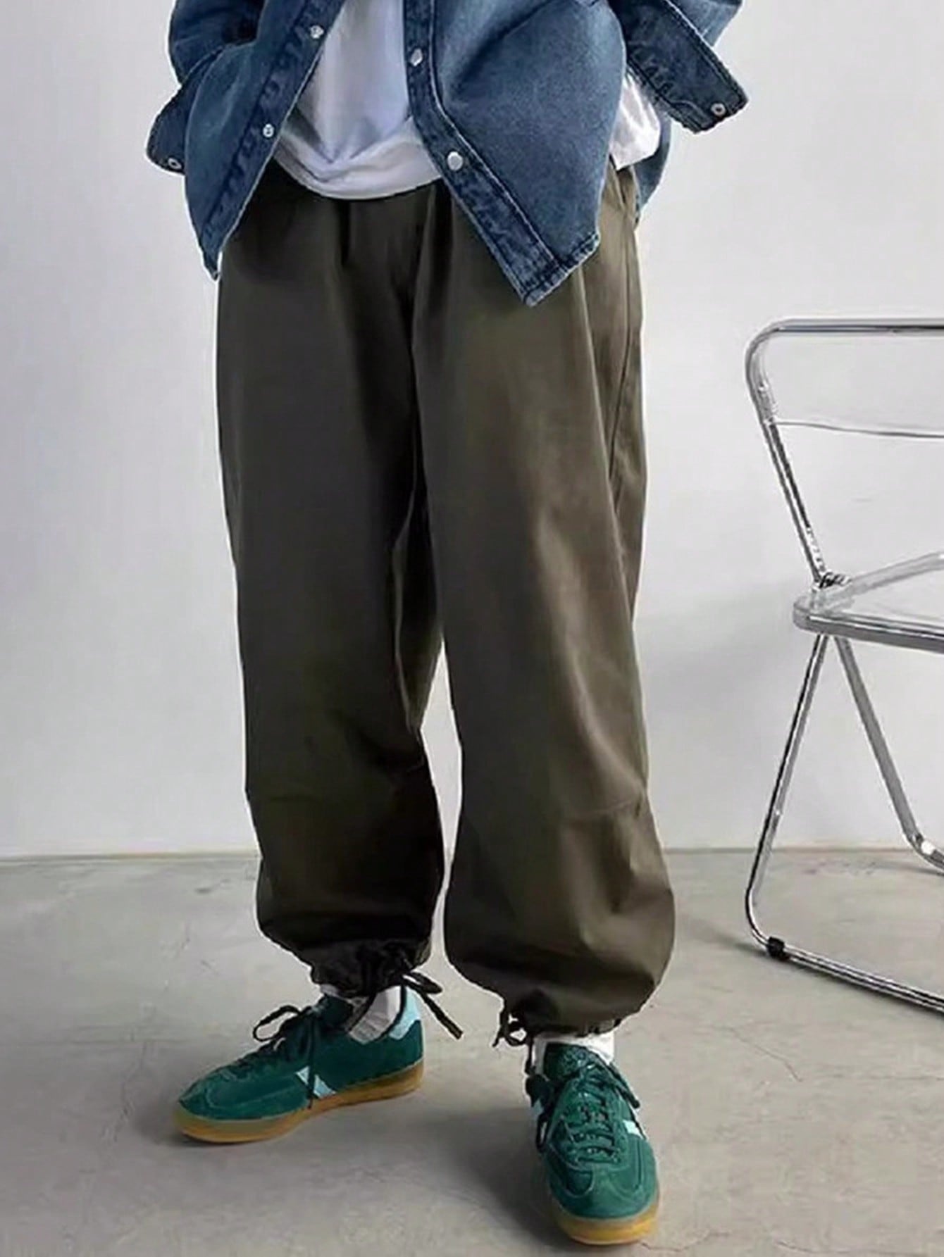 Manfinity Dauomo Men's Straight Leg Casual Loose Fit Pants, Fashion Street Wear