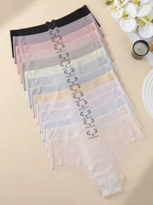 14 条装/包 可爱卡通脸部印花无缝女士三角内裤 - 彩色 - 查看 1