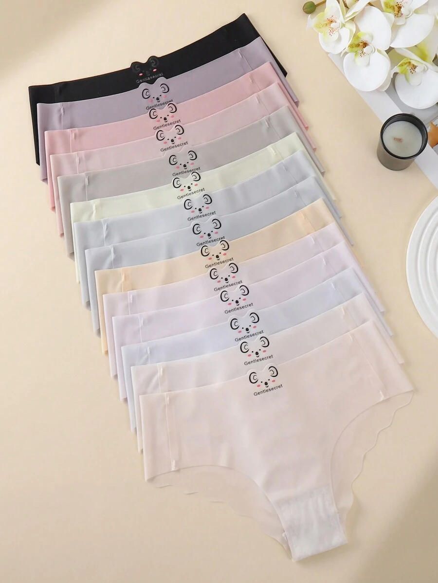 14 条装/包 可爱卡通脸部印花无缝女士三角内裤 - 彩色 - 查看 1