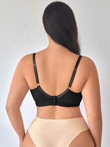 Áo ngực không dây có kích thước cộng với ren 1 cái - màu đen - Xem 2