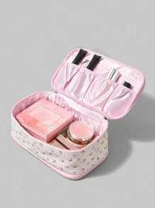 ROMWE Kawaii Cartoon Pink Cherry Large Capacity Portable Makeup Bag For Women - Multicolor - View 2