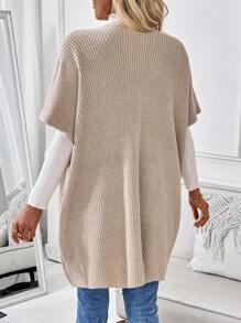 Chiquease Solid Color Casual Knitted Sleeveless Sweater Jacket With Pockets