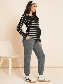 SHEIN Umstandshosen mit Schleife, Umstandshosen mit verstellbarem Bund für schwangere Frauen