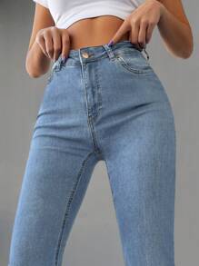 EURMUSE Slim Fit Flared Jeans - Light Wash - View 4