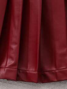 SHEIN Áo dài tay trơn màu có nơ trang trí cho bé gái, kết hợp với áo vest lông trắng và bộ váy xếp ly, phù hợp cho Giáng sinh và các dịp đặc biệt khác để thể hiện không khí lễ hội, cũng phù hợp để mặc hàng ngày và mặc ngoài trời vào mùa thu/đông - Hồng - Xem 6