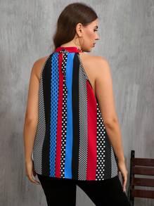 SHEIN Clasi Áo cánh chấm bi in họa tiết khối màu mùa hè cỡ lớn cho nữ - Nhiều màu - Xem 2