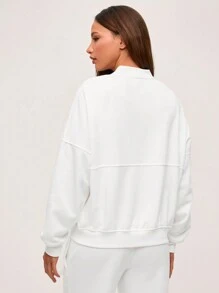 SHEIN BASICS 秋冬女士休闲纯色针织立领长袖宽松外套