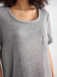 Ocili Leisure Women Crew Neck Short Sleeve Casual Ribbed T-Shirt Nightdress