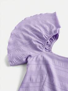 SHEIN Girlism 2 件装少女荷叶边袖上衣和 A 字下摆短裙休闲度假套装