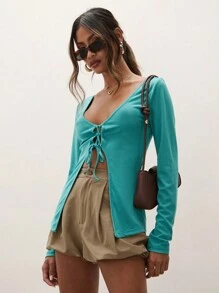 COSMINA Women's Solid Color Pocket Loose Shorts - Brown - View 5