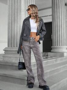 GENKIRA Stylish Motorcycle-Style Slim Fit Woolen Jacket Fall Cloth For Women - Dark Grey - View 3