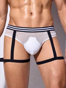 Quần lót nam sọc tương phản rỗng gợi cảm - trắng - Xem 6