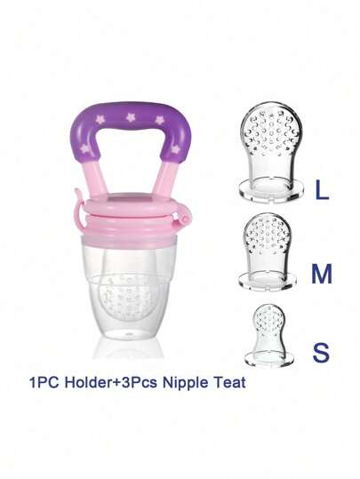 1 pieza rosado grado de comida de silicona Infantil & fruta & vegetal Alimentador con de malla Bolso , dentición Juguete