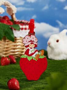 Strawberry Shortcake X SHEIN 1 Pc Cute Cartoon Character & Strawberry Pattern Luggage Tag,Gift Ideas - Red - View 3
