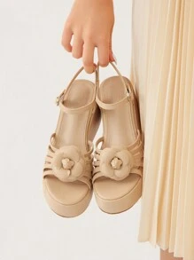 CUCCOO CHICEST Comfortable Round-Toe Floral Women's Wedge Sandals With Thick Soles Halloween