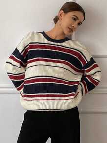 DAZY Women's Casual Colorblock Striped Sweater, Autumn And Winter,Long Sleeve Tops,Fall Women Clothes - Multicolor - View 4