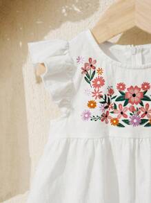 Cozy Pixies Baby Girl New Born Floral Print Ruffle Trim Smock Dress
